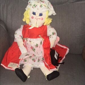 Floral Red Dress Rag Doll